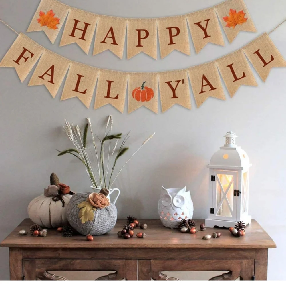LOT OF 2 Thanksgiving Decorations: Thanksgiving Banner & Pumpkin Pop-ups. New.